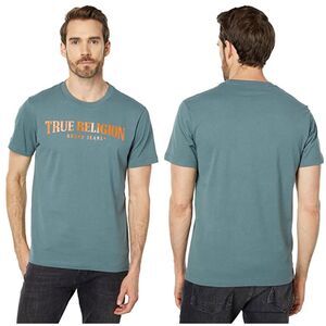True Religion Mens Short Sleeve Classic Logo Cotton Tee Shirt Green XL